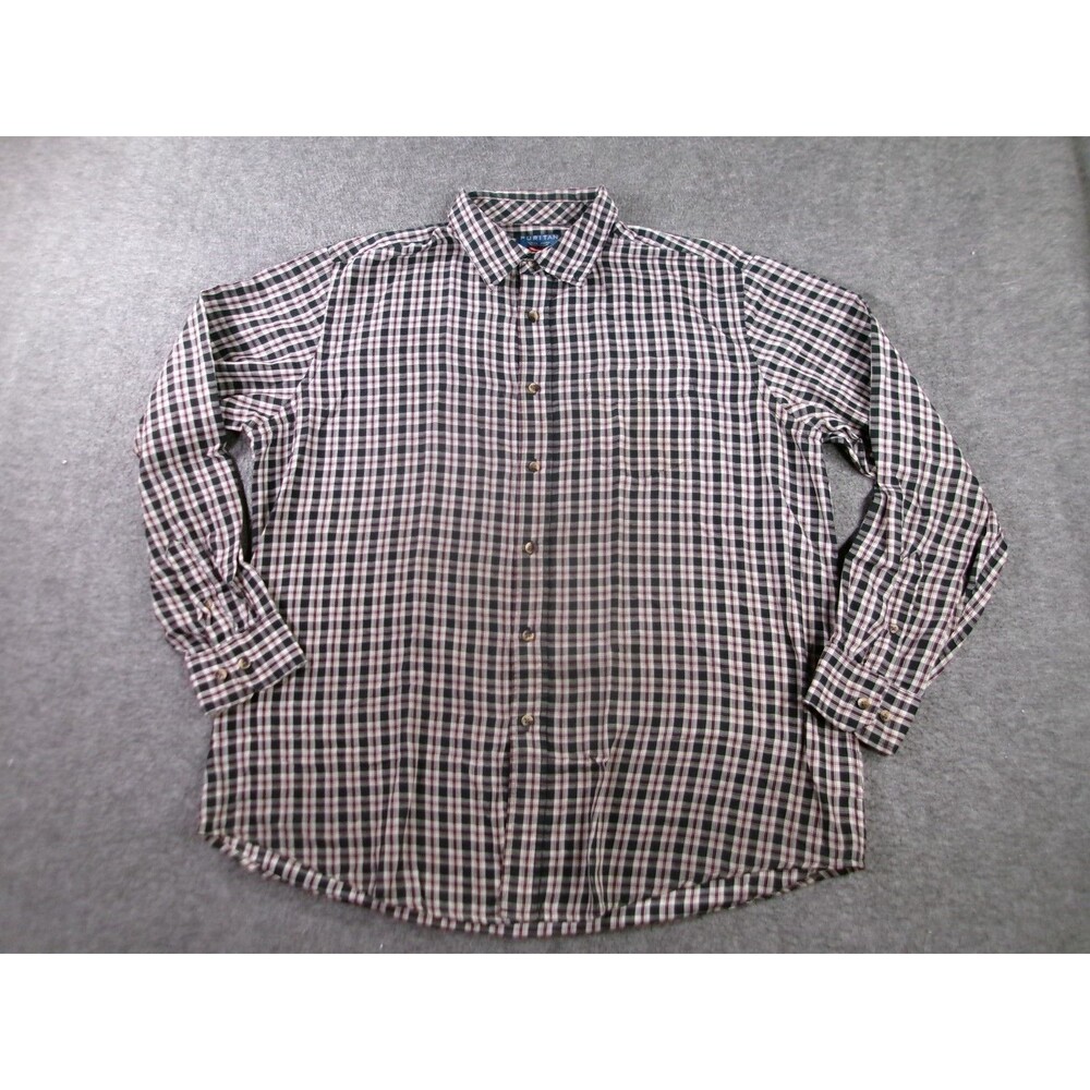 Puritan Shirt Men Extra Large Plaid Button Up Classic Casual Preppy Office